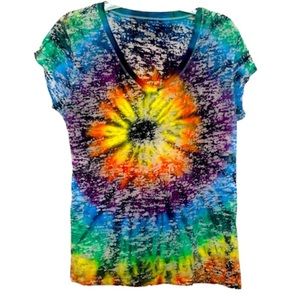 🌞 Sheer burnout multi color blue purple tie dyed short sleeve tee unisex M